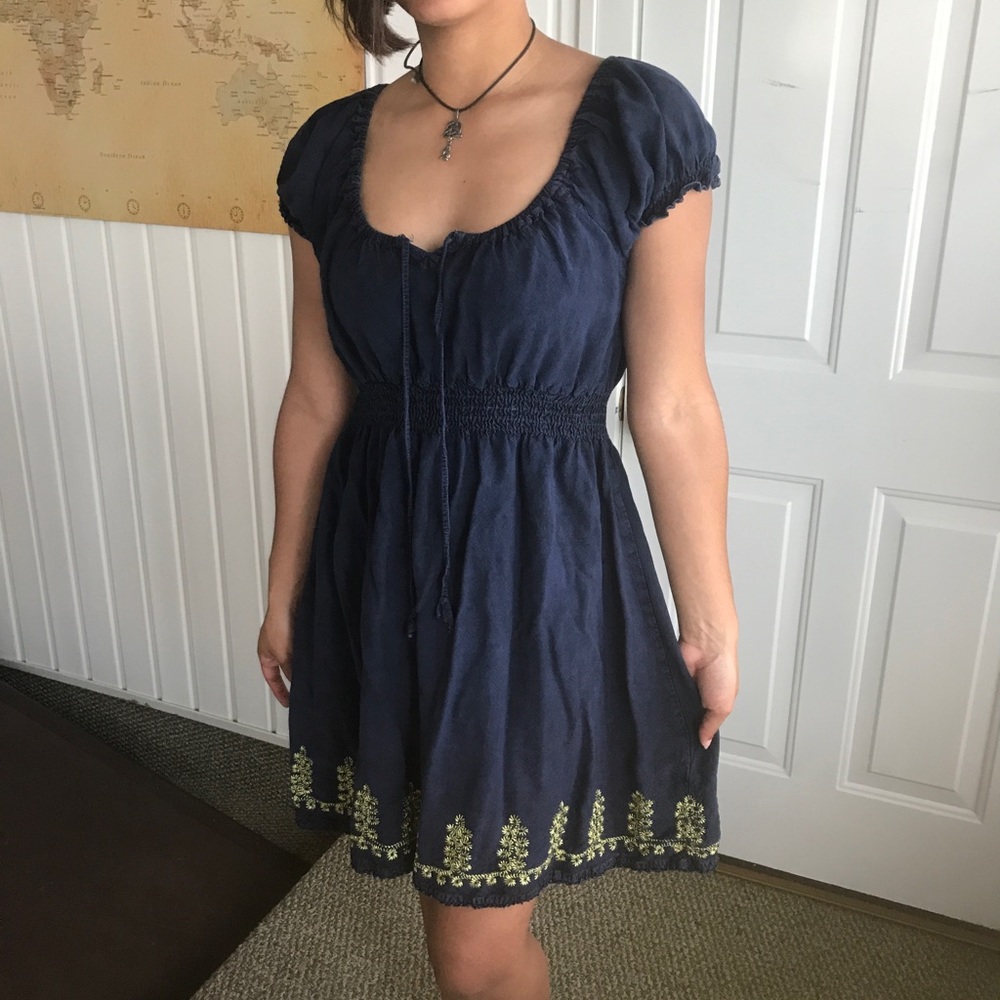 Summer sun dress in Navy and Yellow